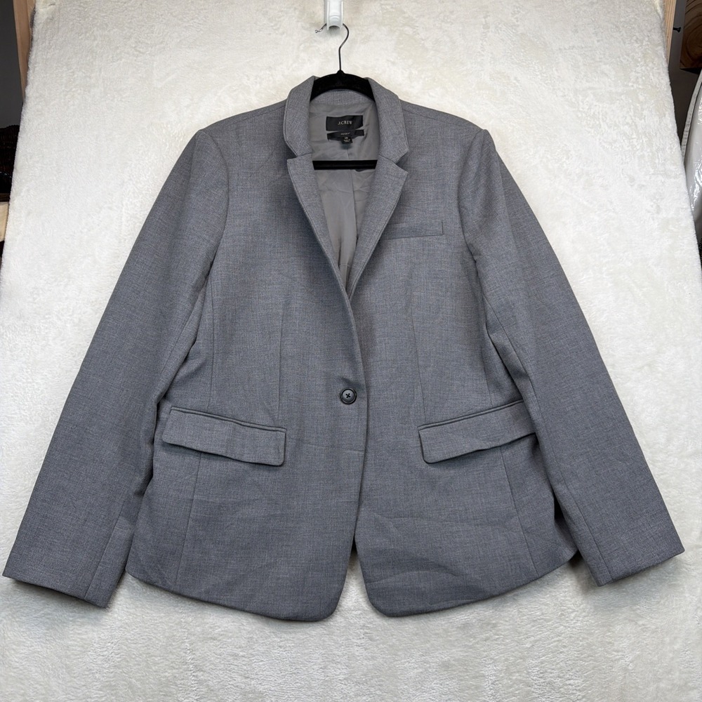 J.Crew Regent Blazer Women 16 Gray Four Season Stretch Career Work Jacket